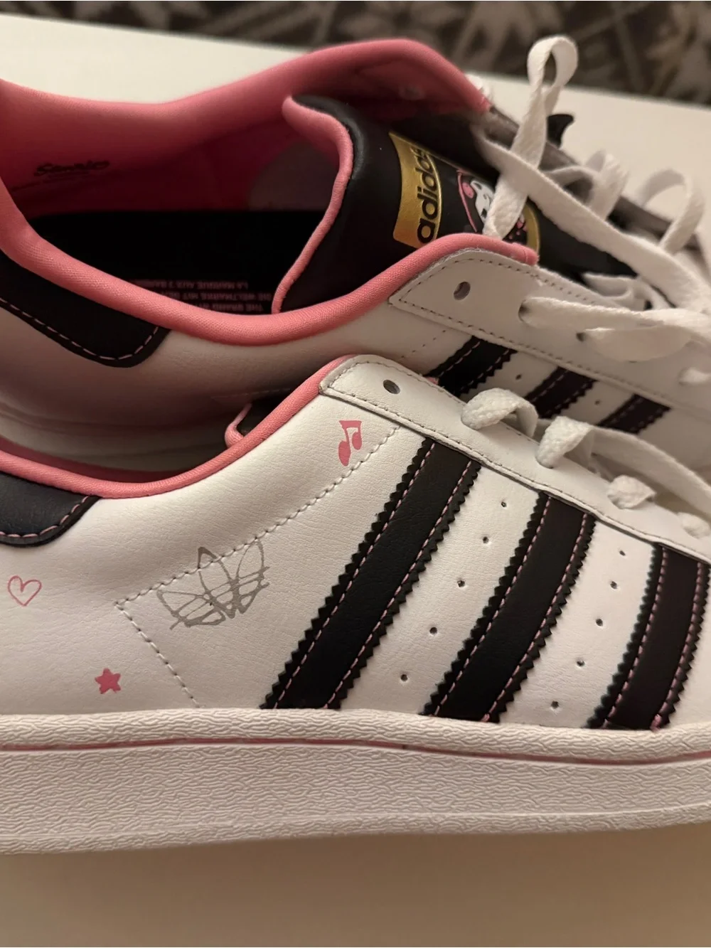 adidas Kids White, Black & Pink Classic Sneakers
